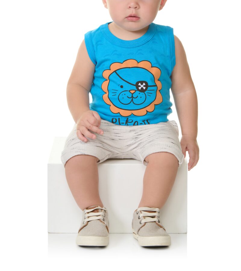Conjunto Regata com Estampa Tigre Pirata Bebê Bicho Bagunça