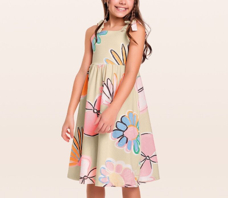 Vestido com Alca de Amarrar Infantil Fakini