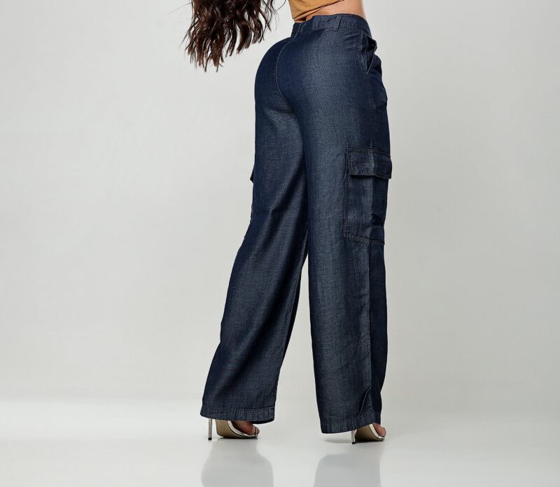 Calça Wide Leg Cargo Escura - Image 3