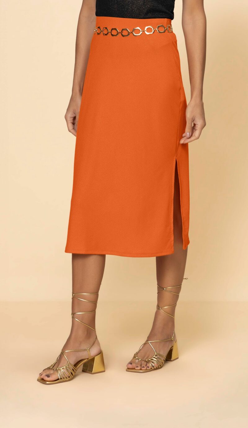 Saia com Fenda Midi Brilhosa Lurex Preta - Image 2